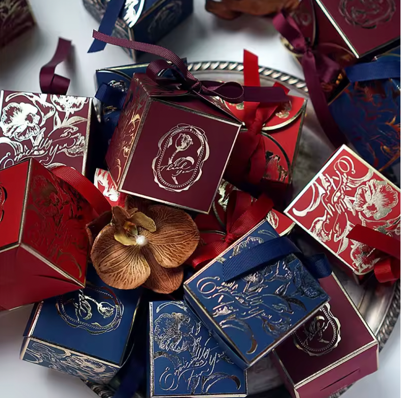 Luxury Gift Boxes with Champagne Gold Embroidery