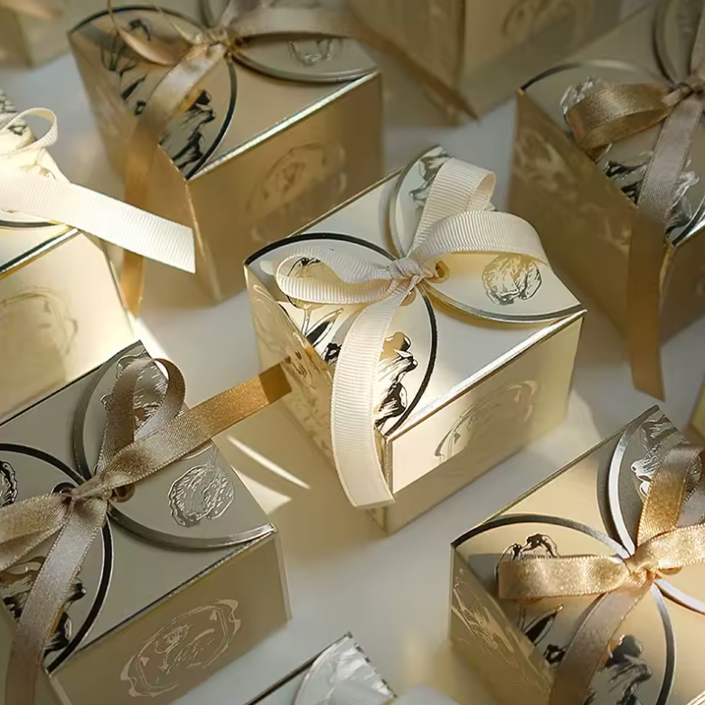 Luxury Gift Boxes with Champagne Gold Embroidery