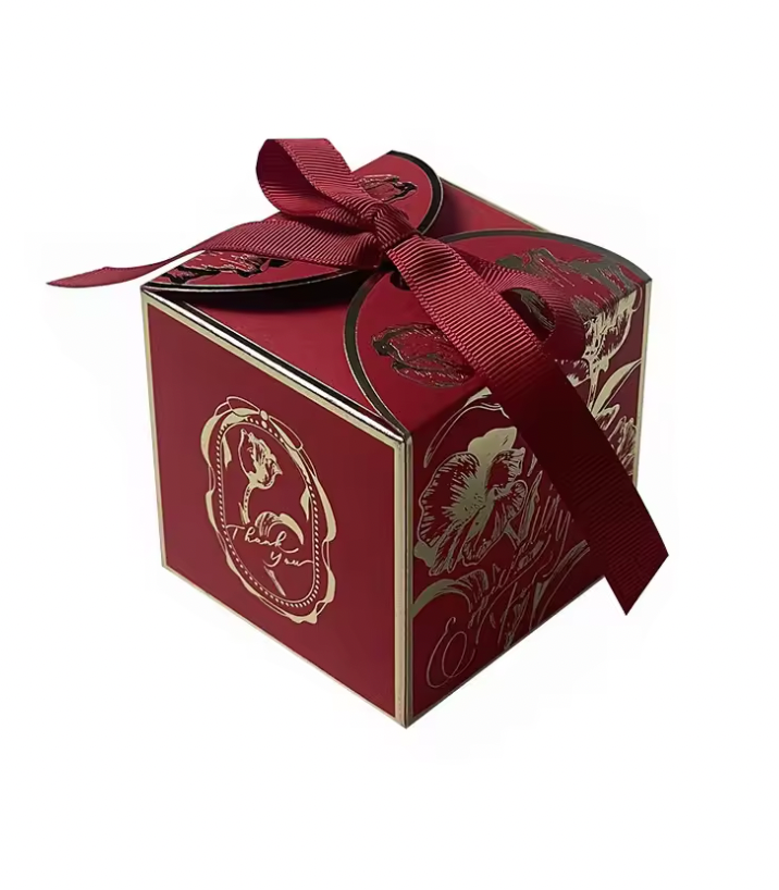 Red Luxury Gift Boxes with Champagne Gold Embroidery