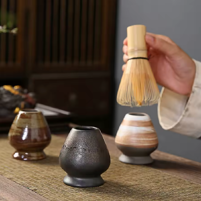 Japanese Matcha Tea Chasen Holder with Bamboo Whisk