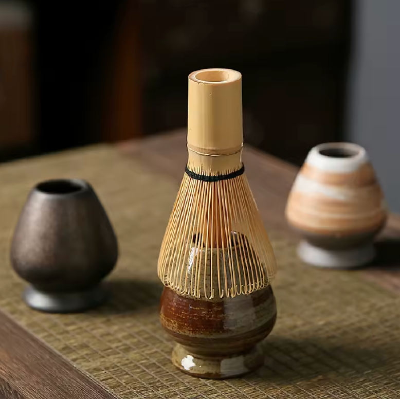 Japanese Matcha Tea Chasen Holder with Bamboo Whisk